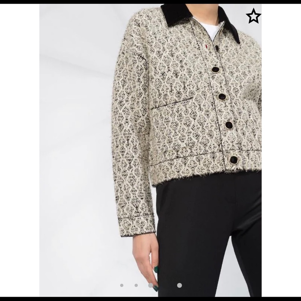 Sandro Lurex tweed jacket with contrast collar